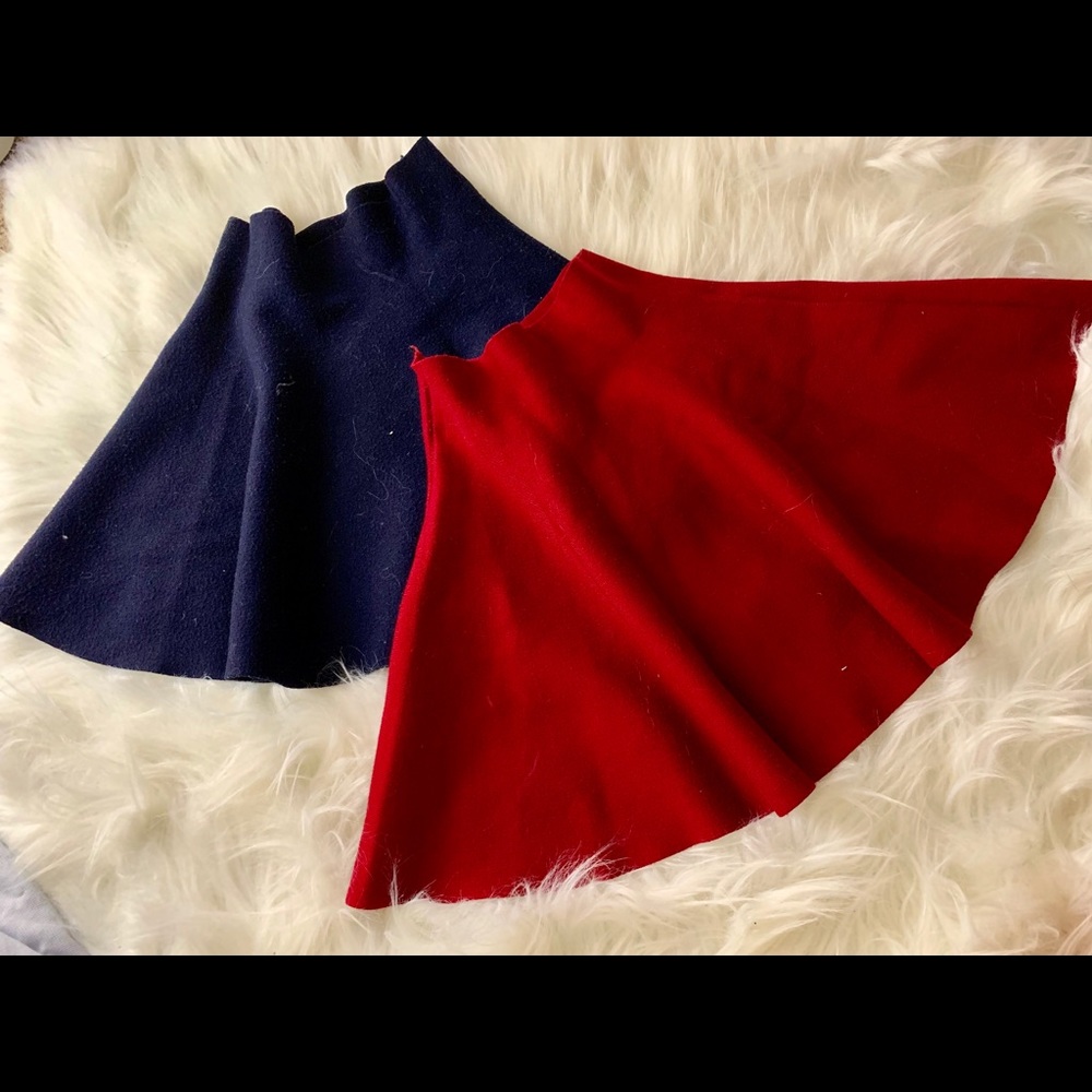 Two good quality short skirts size S Blue Red